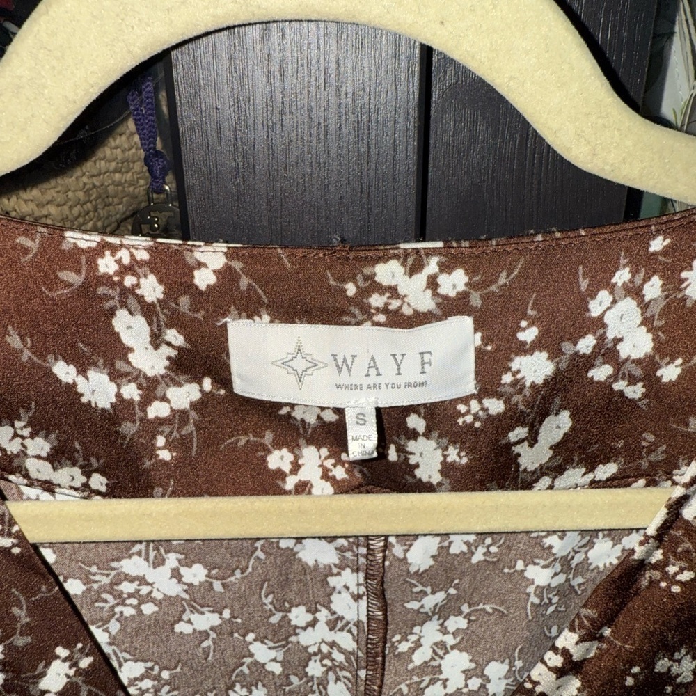 Wayf Long Sleeve Floral Dress - Brown and Cream - Picture 4 of 9